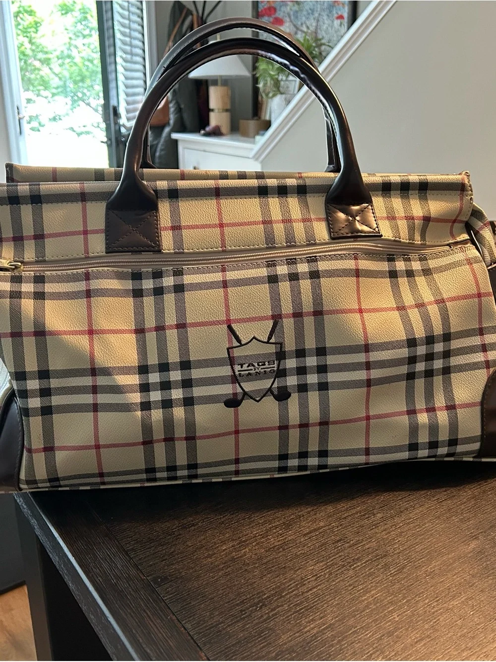 Vintage Tags by Lanig Plaid Golf Boston Travel Bag Duffel Rare